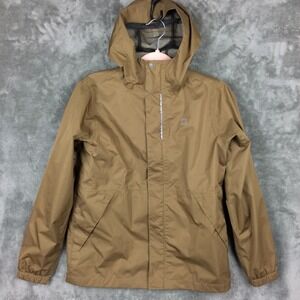 MEC Rain Jacket Youth Boy Girl Size 14 Large Brown Outdoor Packable Waterproof